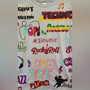 ISO!!! QOS Music Words Shoulder Pad Dress